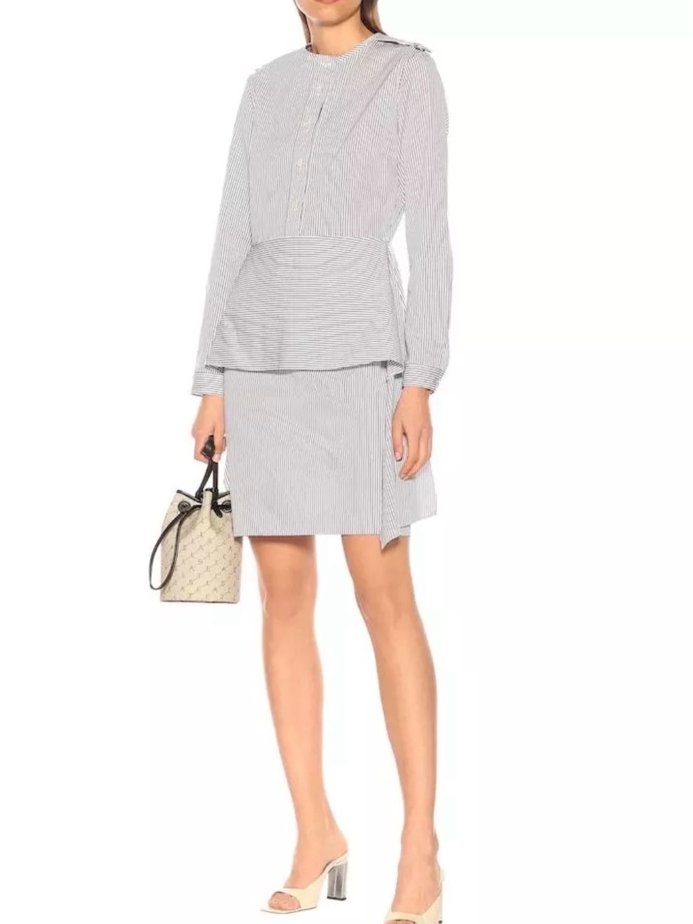 Stella McCartney Light Blue & White Pinstripe Mini Skirt